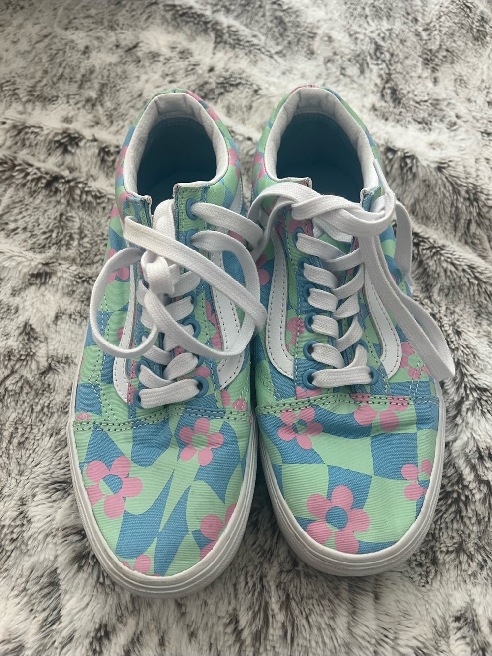 Floral Pastel Checkerboard Low-Top Sneakers